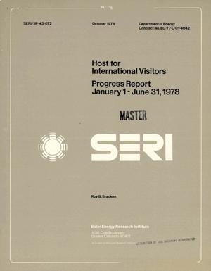 Host for international visitors. Progress report, January 1-July 31, 1978