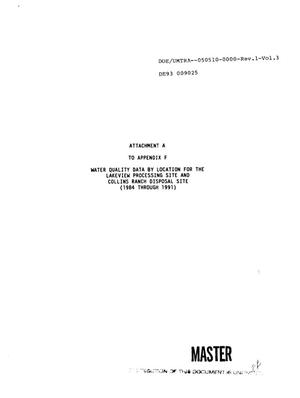 Remedial action plan and site design for stabilization of the inactive uranium mill tailings site at Lakeview, Oregon: Volume 3, Attachments A and B to Appendix F