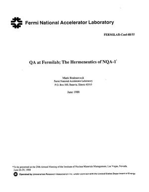QA (quality assurance) at Fermilab; the hermeneutics of NQA-1