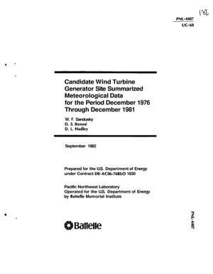 Candidate wind-turbine-generator site summarized meteorological data for December 1976-December 1981. [Program WIND listed]