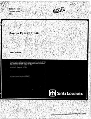 Sandia Energy Titles