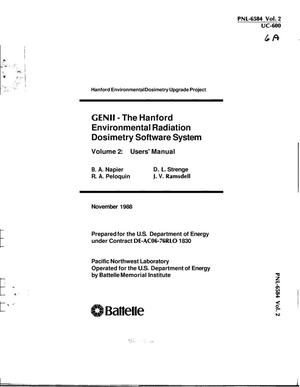 GENII: The Hanford Environmental Radiation Dosimetry Software System: Volume 2, Users' Manual: Hanford Environmental Dosimetry Upgrade Project