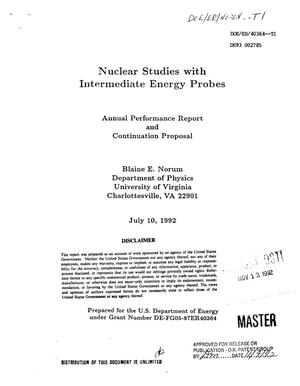 Nuclear studies with intermediate energy probes. [Dept. of Physics, Univ. of Virginia]