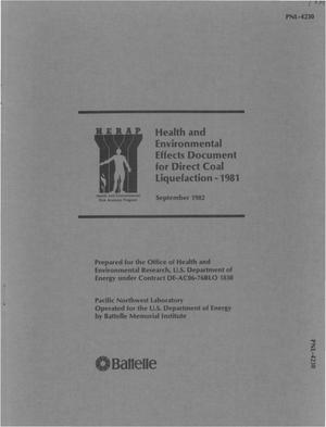 Health and environmental effects document for direct coal liquefaction - 1981.