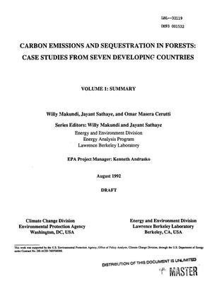 Carbon emissions and sequestration in forests: Case studies from seven developing countries