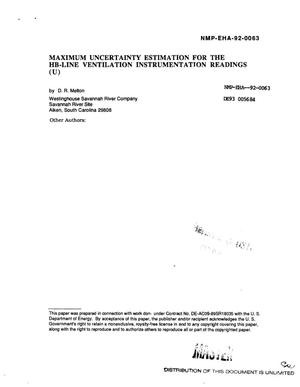 Maximum uncertainty estimation for the HB-Line ventilation instrumentation readings