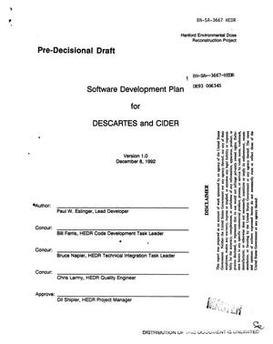 Software Development Plan for DESCARTES and CIDER