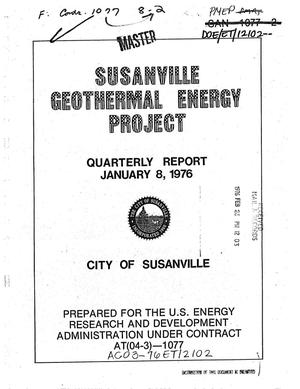 Susanville Geothermal Energy Project. Quarterly Report