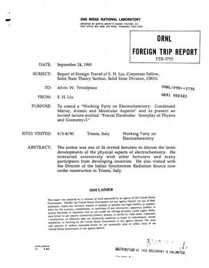 Report of Foreign Travel of S. H. Liu, September 1990