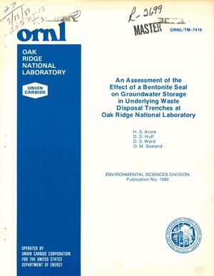 Assessment of the effect of a bentonite seal on groundwater storage in underlying waste disposal trenches at Oak Ridge National Laboratory