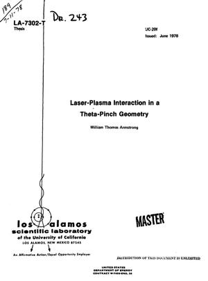 Laser--plasma interaction in a theta-pinch geometry