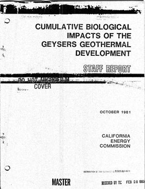 Cumulative biological impacts of The Geysers geothermal development