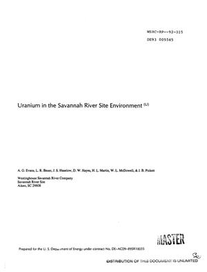 Uranium in the Savannah River Site environment