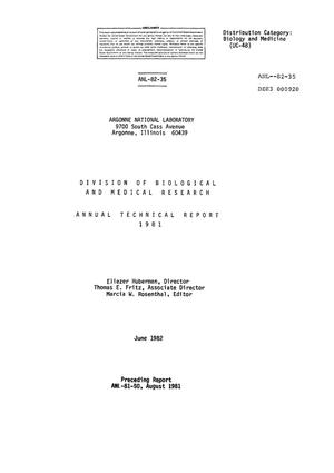 Division of Biological and Medical Research annual technical report, 1981