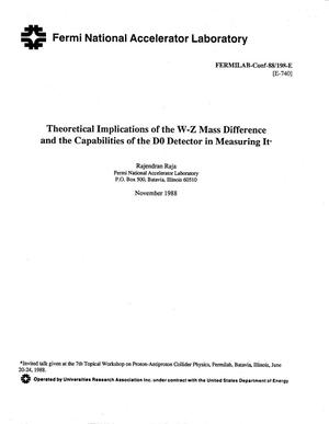 Theoretical implications of the W-Z mass difference and the capabilities of the D0 detector in measuring it