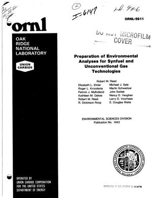 Preparation of environmental analyses for synfuel and unconventional gas technologies