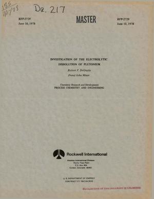 Investigation of the electrolytic dissolution of plutonium