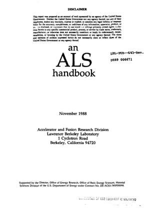 An ALS (Advanced Light Source) handbook