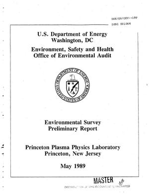 Environmental Survey preliminary report, Princeton Plasma Physics Laboratory, Princeton, New Jersey