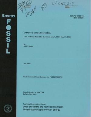 Catalytic coal liquefaction. Final technical report, June 1, 1981-May 31, 1984
