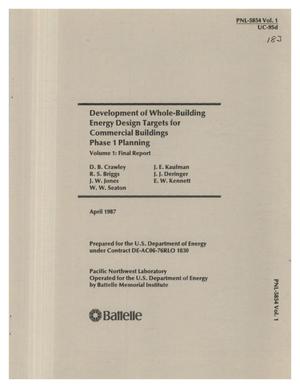 Development of whole-building energy design targets for commercial buildings: Phase 1, Planning: Volume 1, Final report