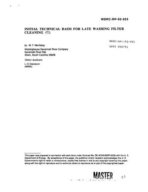 Primary view of object titled 'Initial technical basis for late washing filter cleaning'.