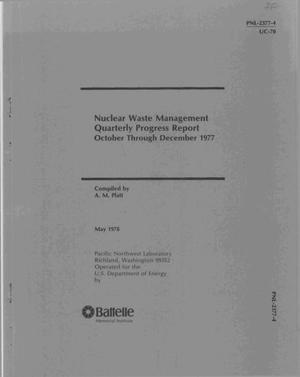 Primary view of object titled 'Nuclear waste management. Quarterly progress report, October--December 1977'.