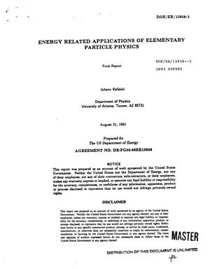 Energy related applications of elementary particle physics