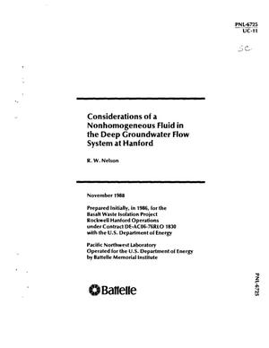 Considerations of a nonhomogeneous fluid in the deep groundwater flow system at Hanford