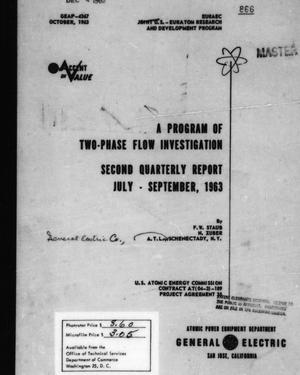 A Program of Two-Phase Flow Investigation Quarterly Report: Second Quarterly Report, July-September, 1963