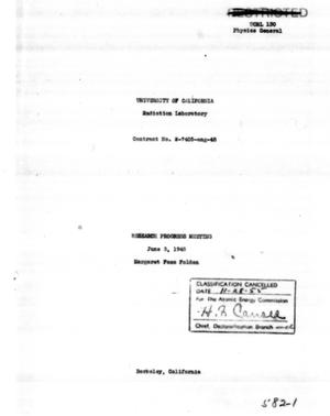 Research Progress Meeting June 3, 1948