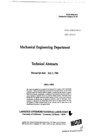 Mechanical Engineering Department technical abstracts