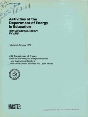 Activities of the Department of Energy in Education. Annual Status Report, FY 1978