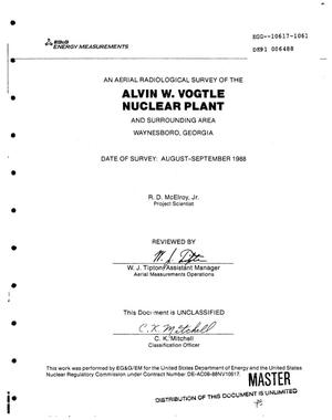 An Aerial Radiological Survey of the Alvin W. Vogtle Nuclear Plant and Surrounding Area, Waynesboro, Georgia: Date of Survey: August--September 1988