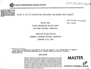 Status of the ETR systems code development and design space studies
