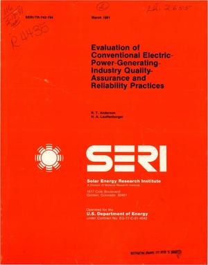 Evaluation of conventional electric power generating industry quality assurance and reliability practices