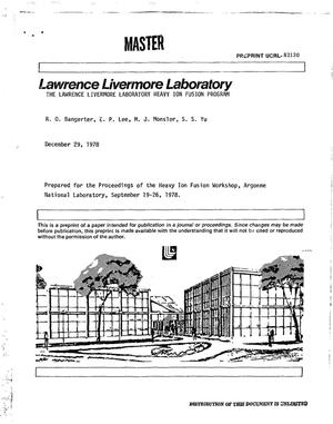 Lawrence Livermore Laboratory heavy ion fusion program