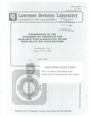 Proceedings of the workshop on prospects for research with radioactive beams from heavy ion accelerators