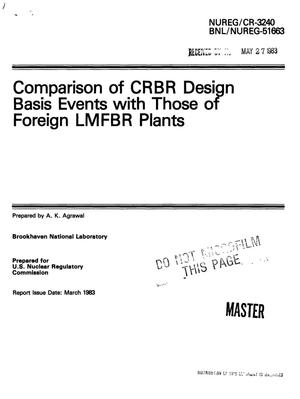 Comparison of CRBR Design-Basis Events With Those of Foreign LMFBR Plants