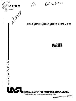 Small Sample Assay Station users guide