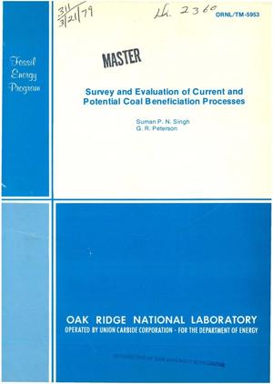 Survey and evaluation of current and potential coal beneficiation processes