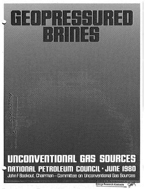 Unconventional gas sources. Volume 4. Geopressured brines