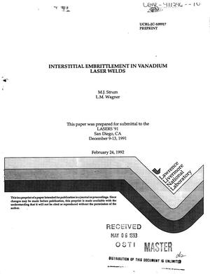 Interstitial embrittlement in vanadium laser welds