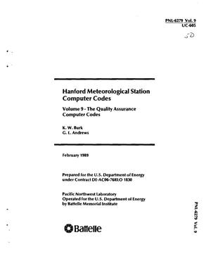 Hanford meteorological station computer codes: Volume 9, The quality assurance computer codes