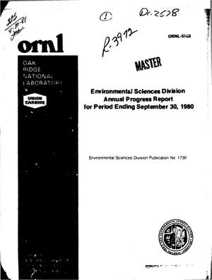 Environmental Sciences Division. Annual progress report for period ending September 30, 1980. [Lead abstract]