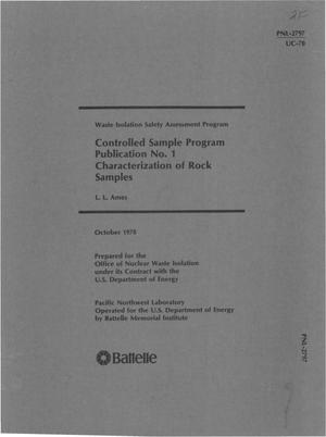 Controlled sample program publication No. 1: characterization of rock samples.