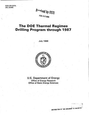The DOE Thermal Regimes Drilling Program through 1987
