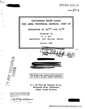 Savannah River Plant 200 Area technical manual. Part SP. Processing of Np/sup 237/ and Pu/sup 238/