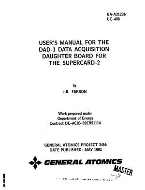User's manual for the DAD-1 data acquisition daughter board for the SuperCard-2