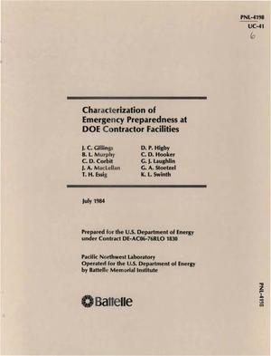 Characterization of emergency preparedness at DOE contractor facilities
